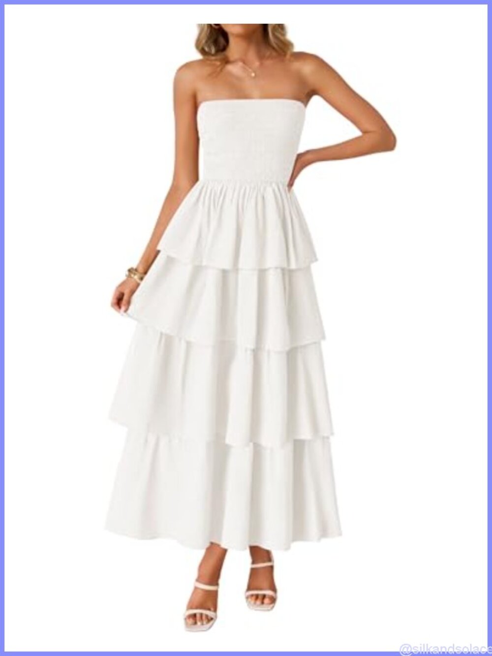 Strapless Maxi Dress Smocked Tiered Summer Boho